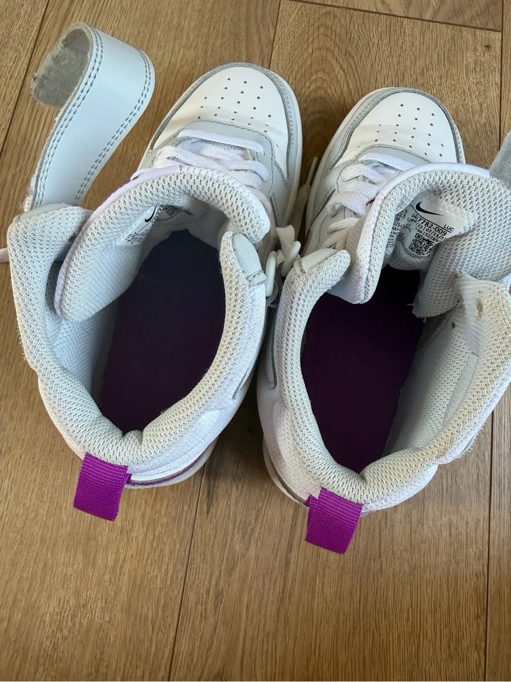 Nike Court Borough Mid 2 GS 'Pure Platinum Vivid Purple' Shoes Kids Size 3.5Y
